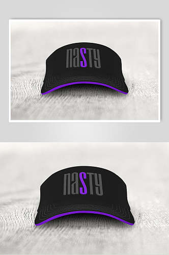 黑色紫边棒球帽贴图样机