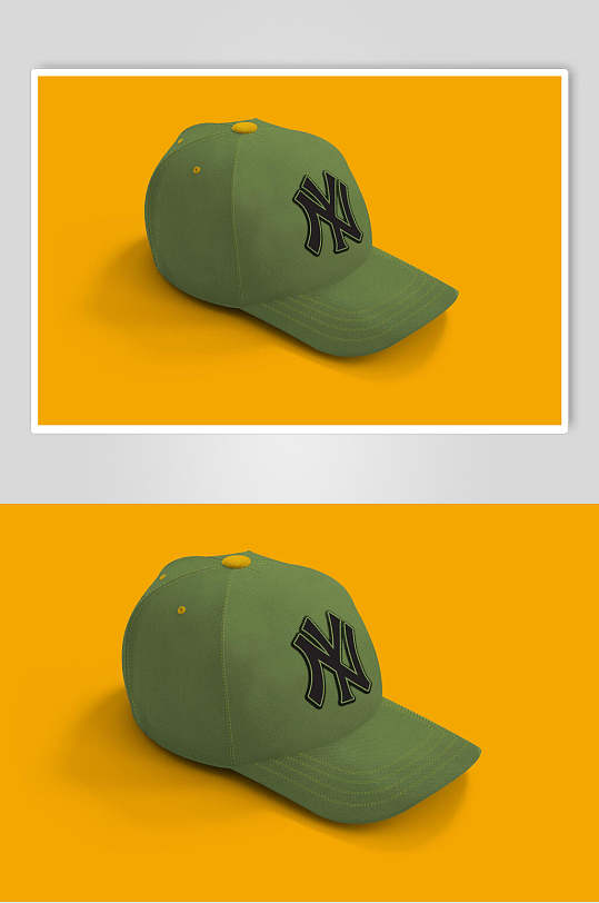 帽子黄绿创意大气棒球帽贴图样机