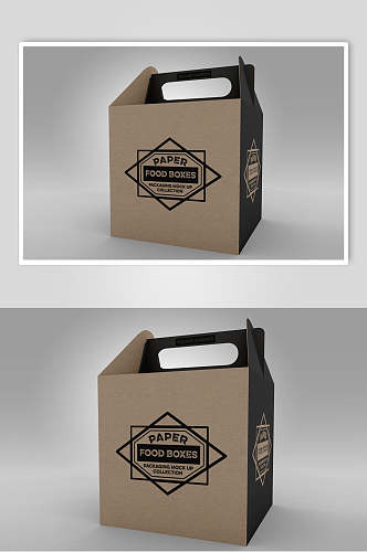 手绘时尚包装盒纸盒手提袋购物袋样机