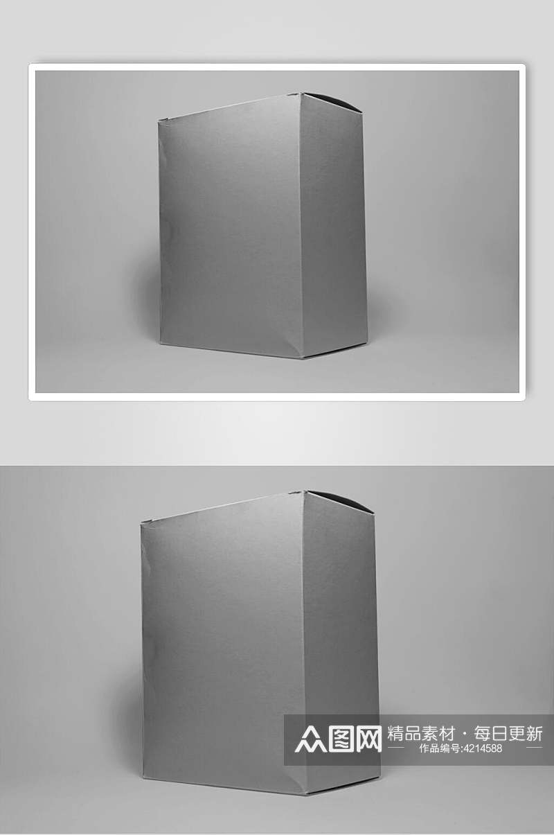 方形黑包装盒纸盒手提袋购物袋样机素材