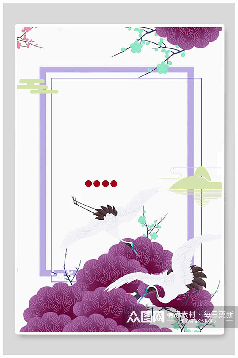 紫色鹤清新淡雅背景素材