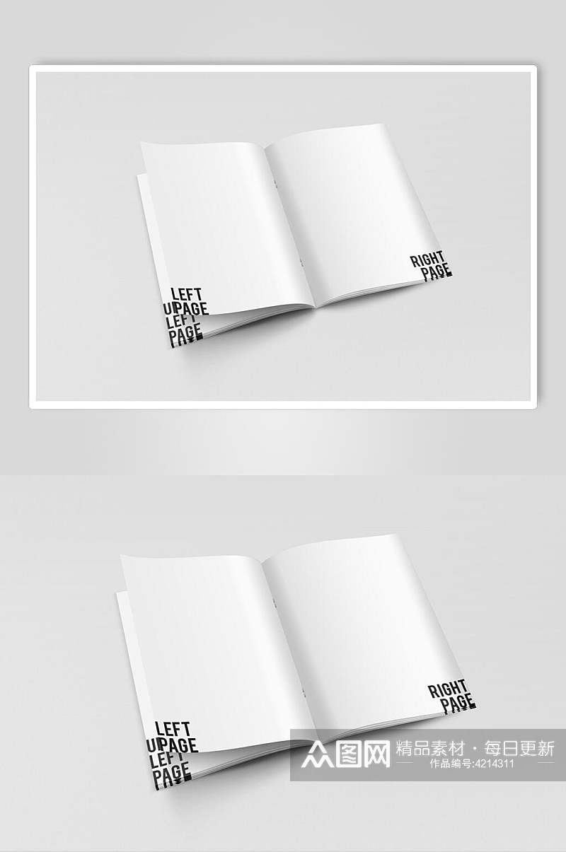 极简白色书籍装帧页面智能贴图样机素材