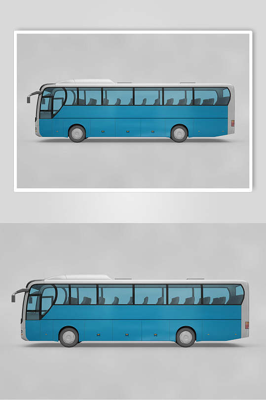 卡通大巴车大客车巴士车身贴图样机-众图网
