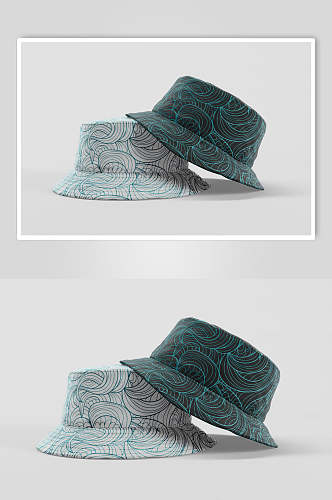 时尚绿色渔夫帽子多视角智能贴图样机