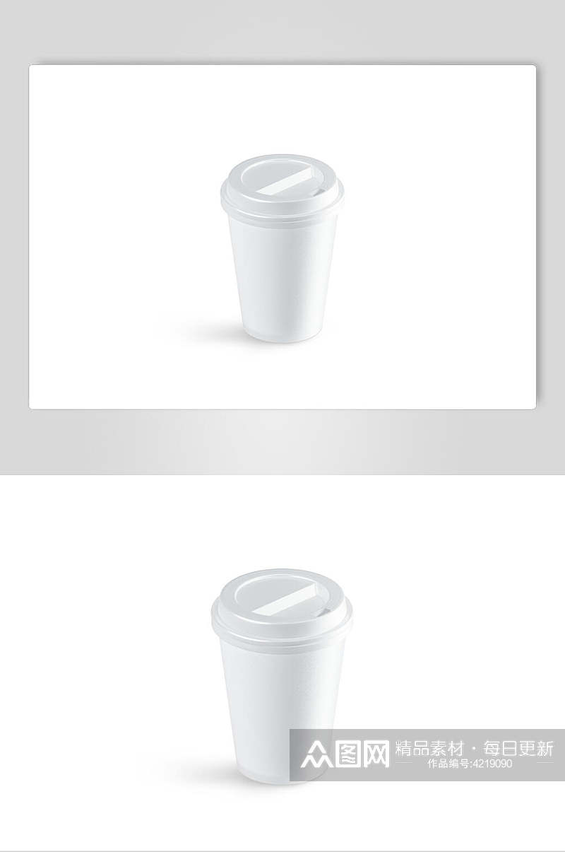 纯白色正面咖啡奶茶杯贴图样机素材