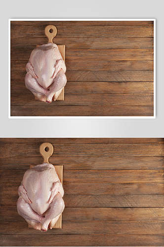 木纹底新鲜鸡肉图片