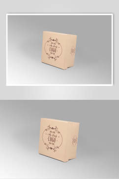 包装盒立体方块阴影浅棕色样机