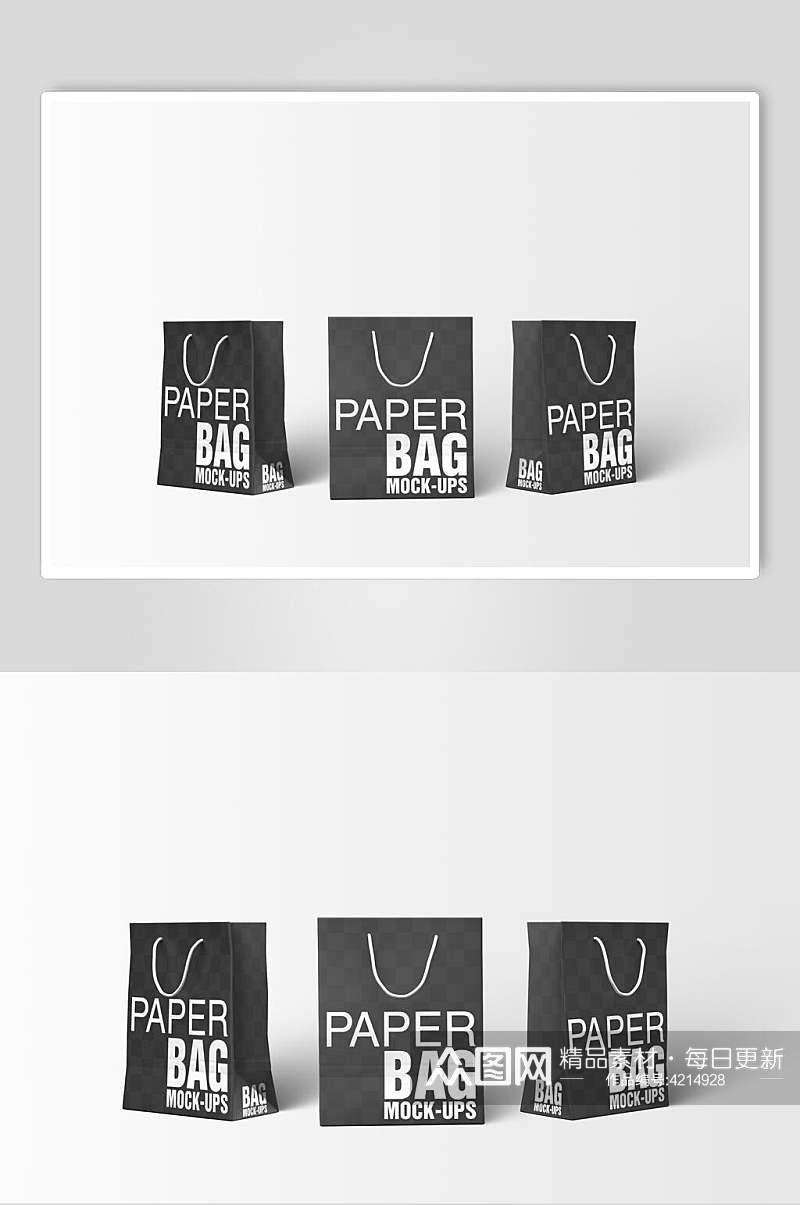 黑色包装盒纸盒手提袋购物袋设计样机素材