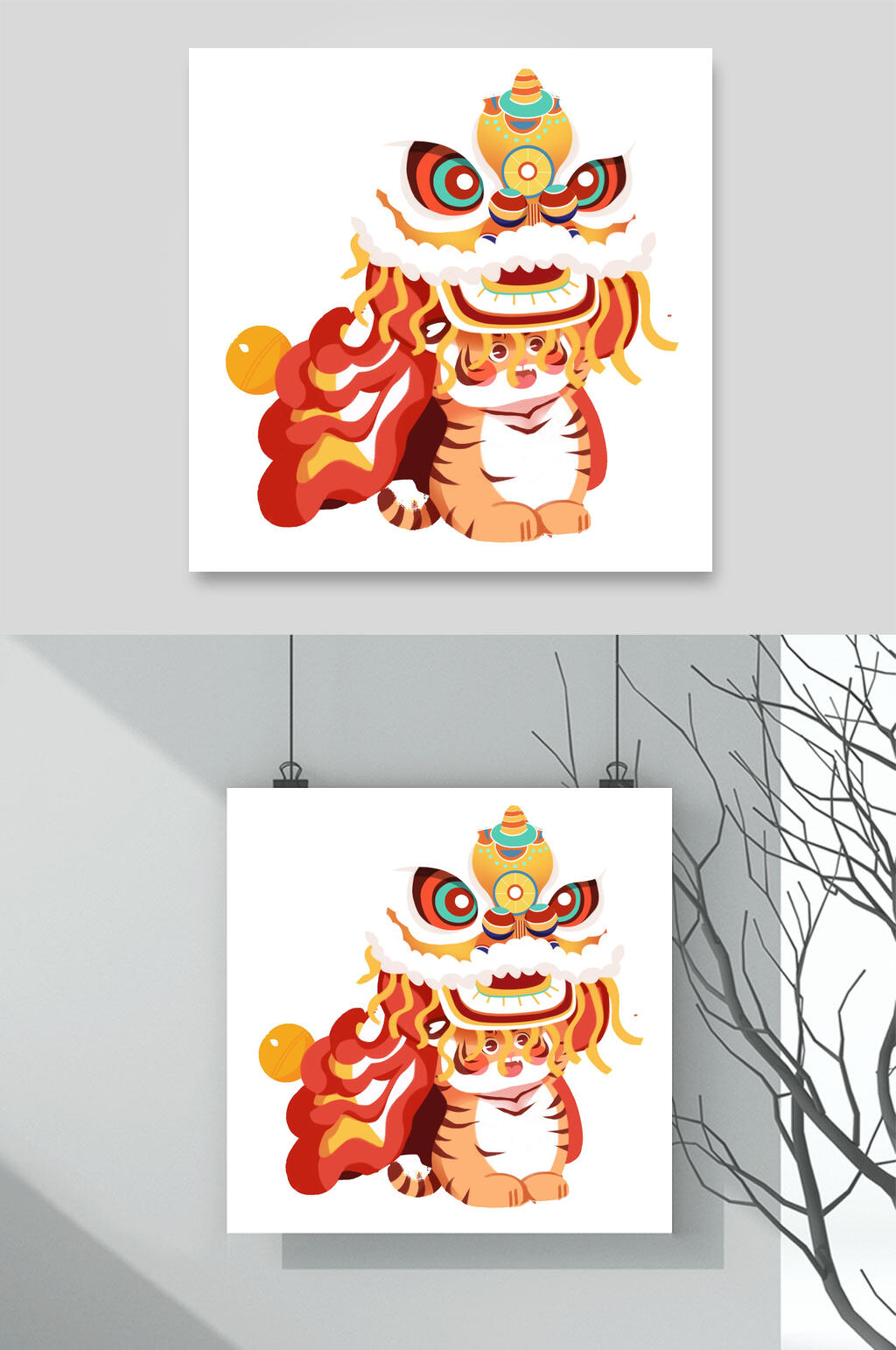 萌虎虎年新年素材素材