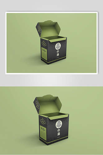 小清新绿色茶叶包装贴图样机