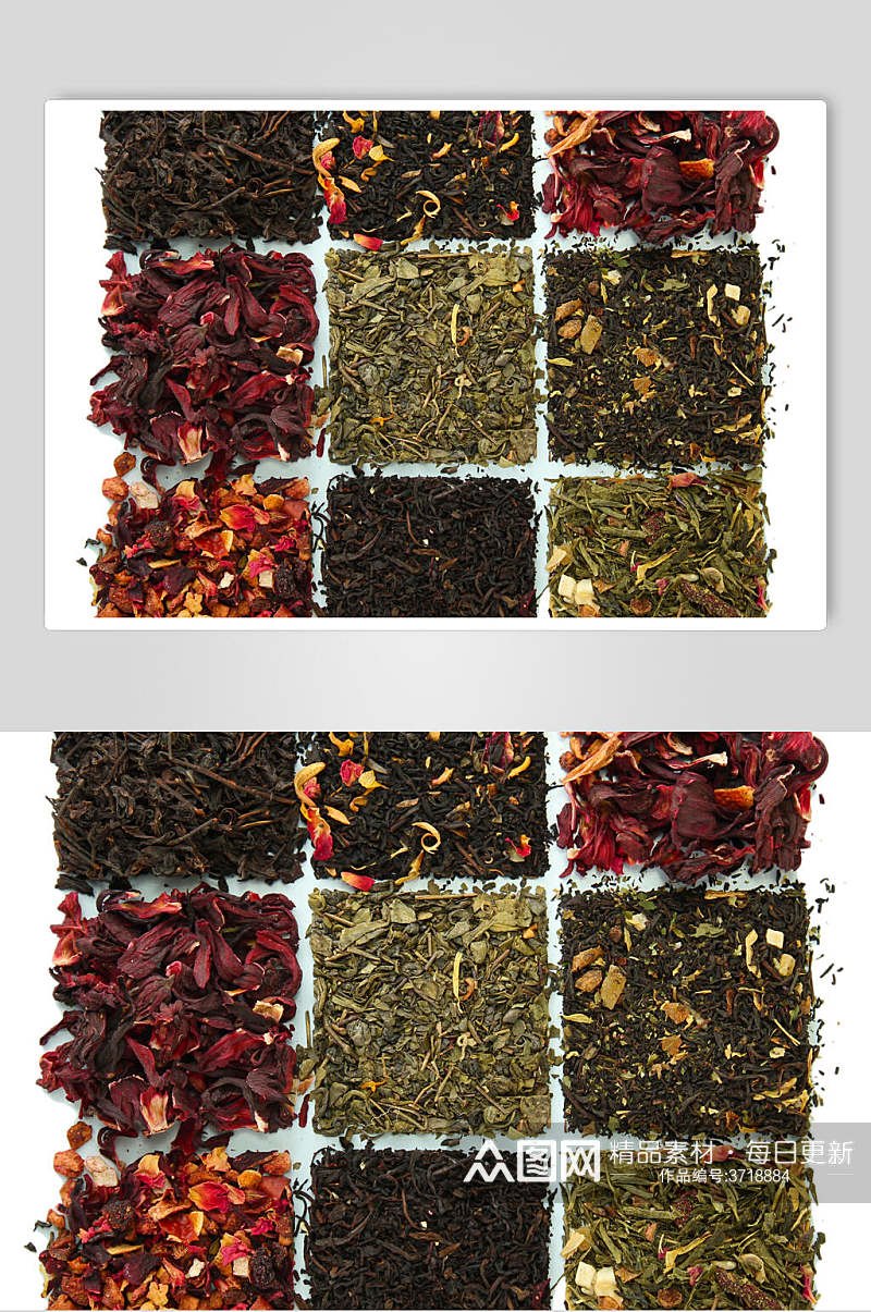 九宫格茶叶绿茶红茶摄影图片叁素材