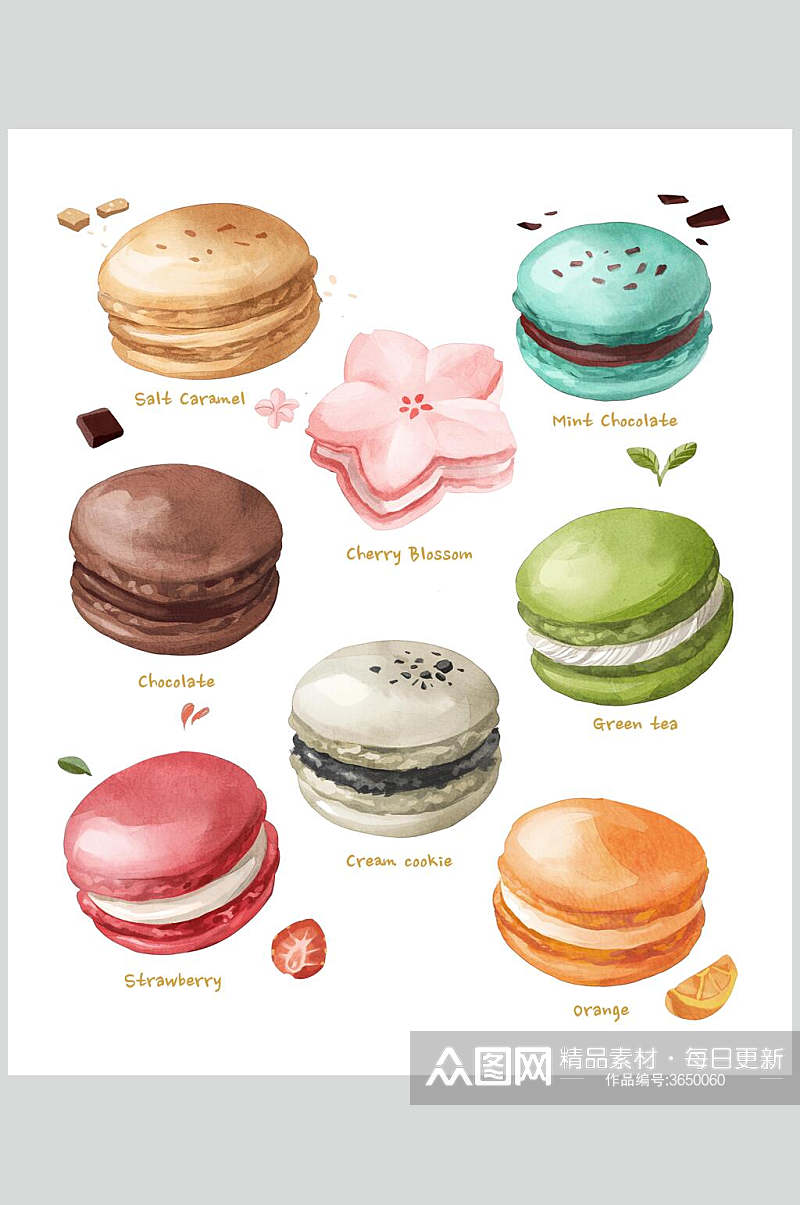 彩色手绘蛋糕面包甜品插画设计素材素材