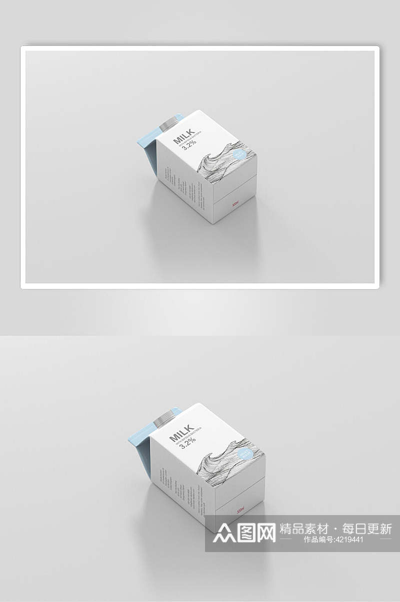 简约方形创意大气牛奶盒包装样机素材