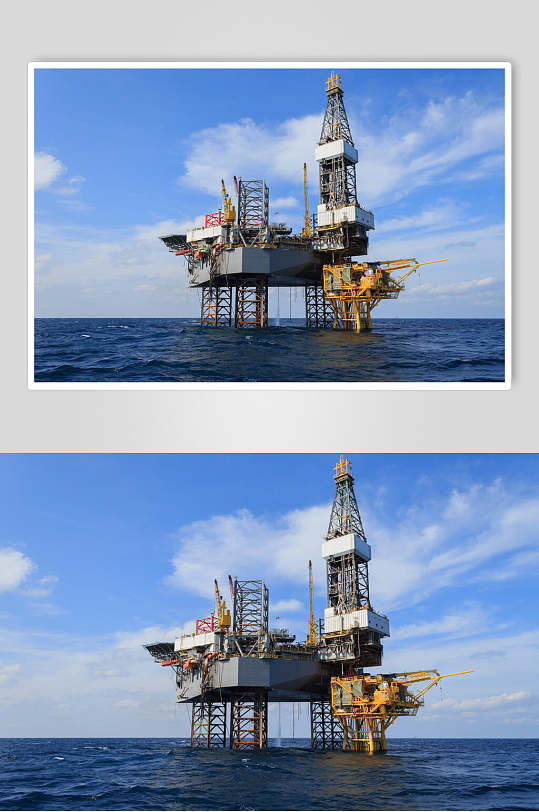 现代化海上钻井平台石油勘探建筑摄影图片