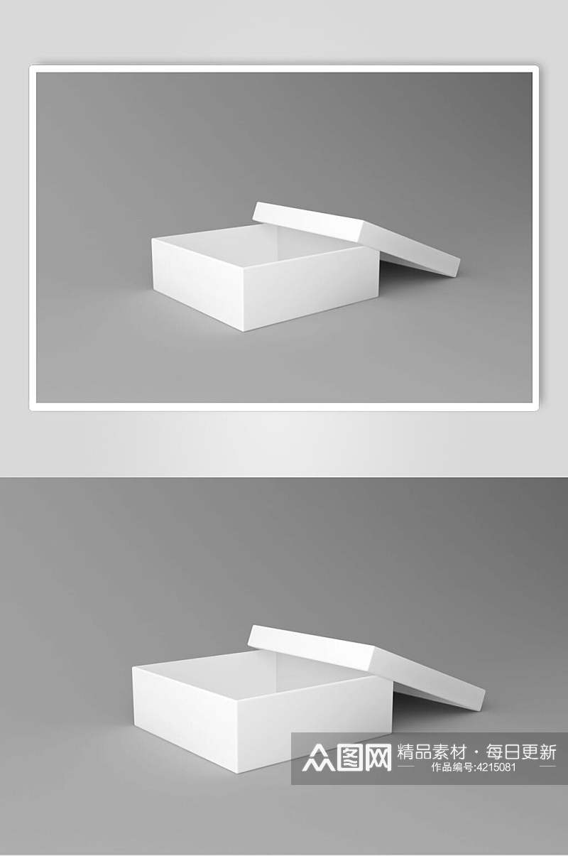 立体方形灰白色背景墙盒子样机素材