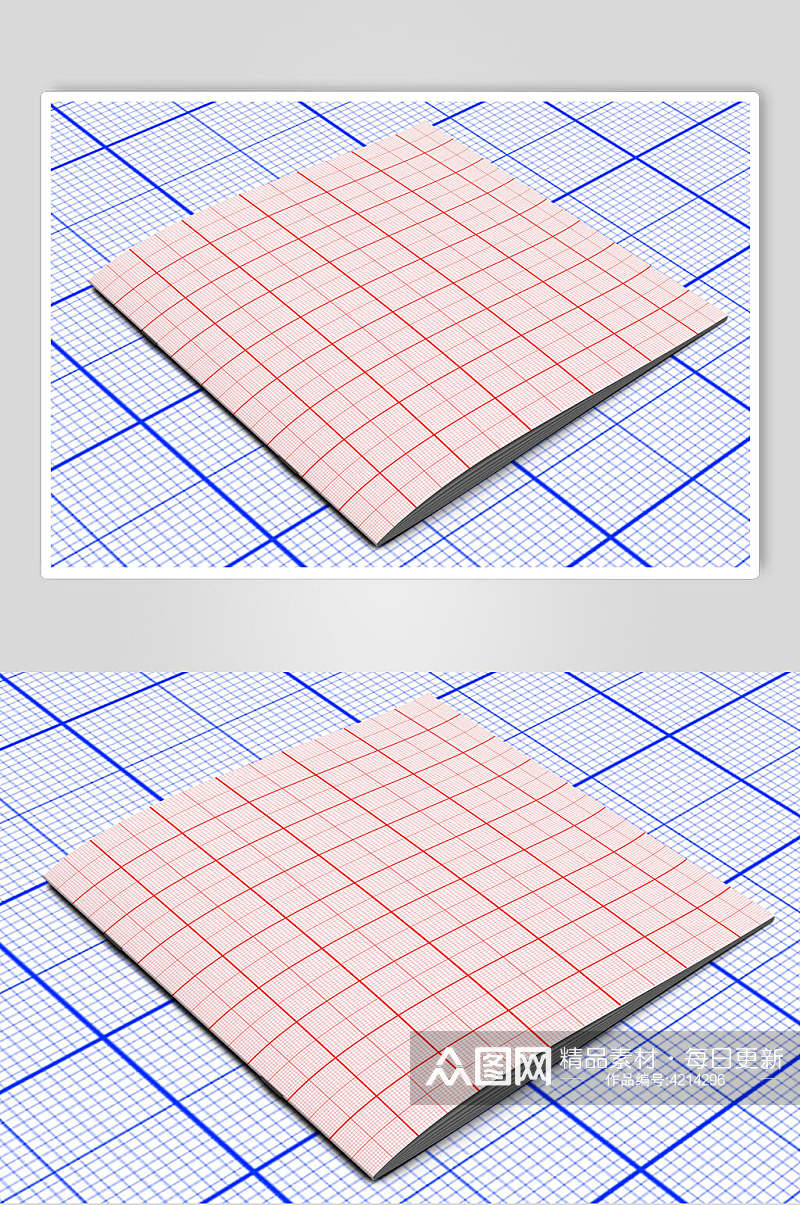 红蓝色书籍装帧页面智能贴图样机效果图素材