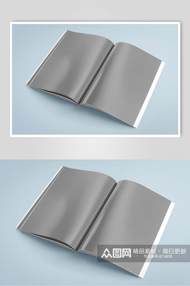 灰色大气各种规格书籍设计样机素材
