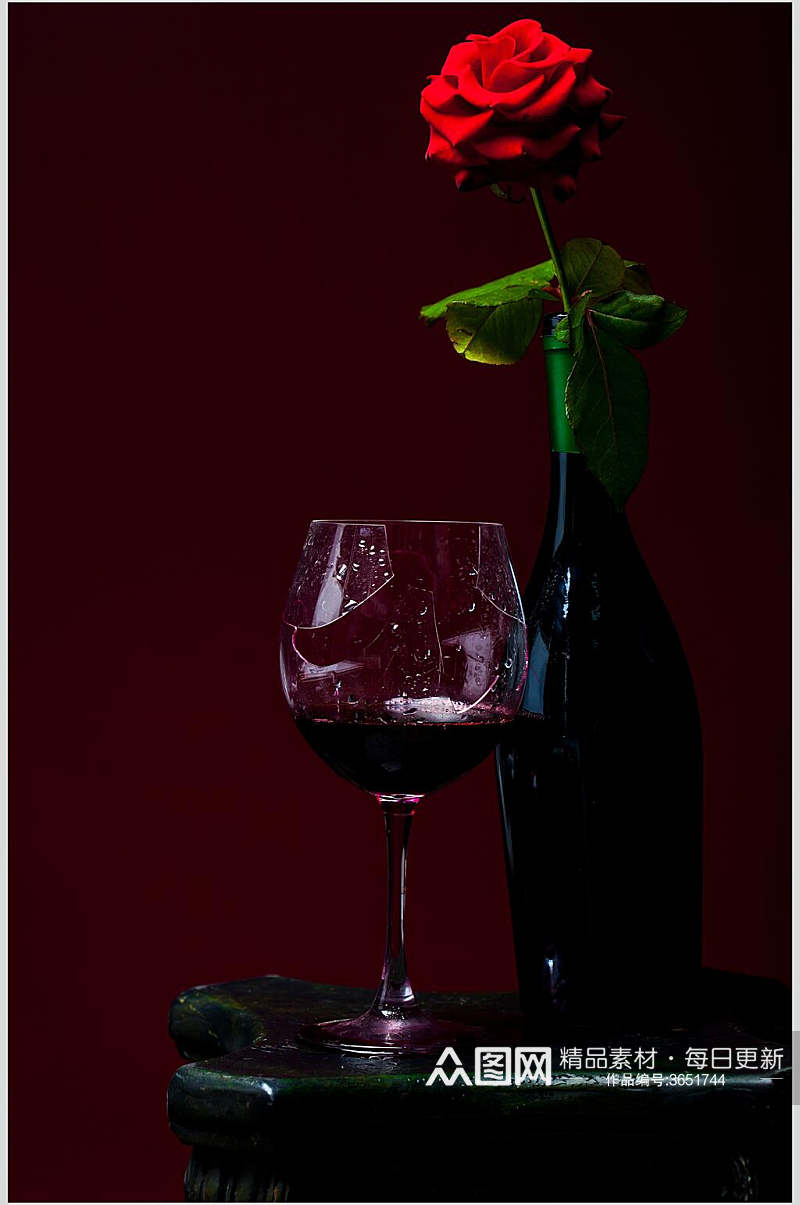 浪漫玫瑰红红酒高清图片素材