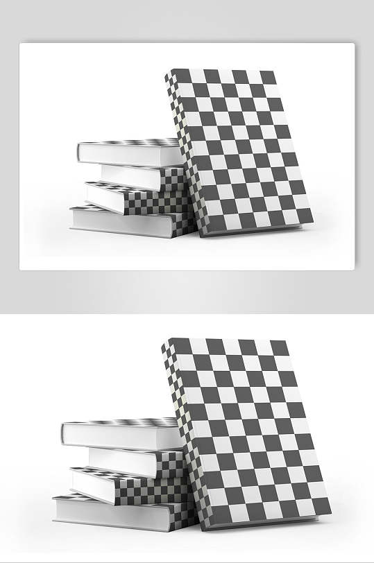 黑灰格子书籍装帧页面智能贴图样机效果图