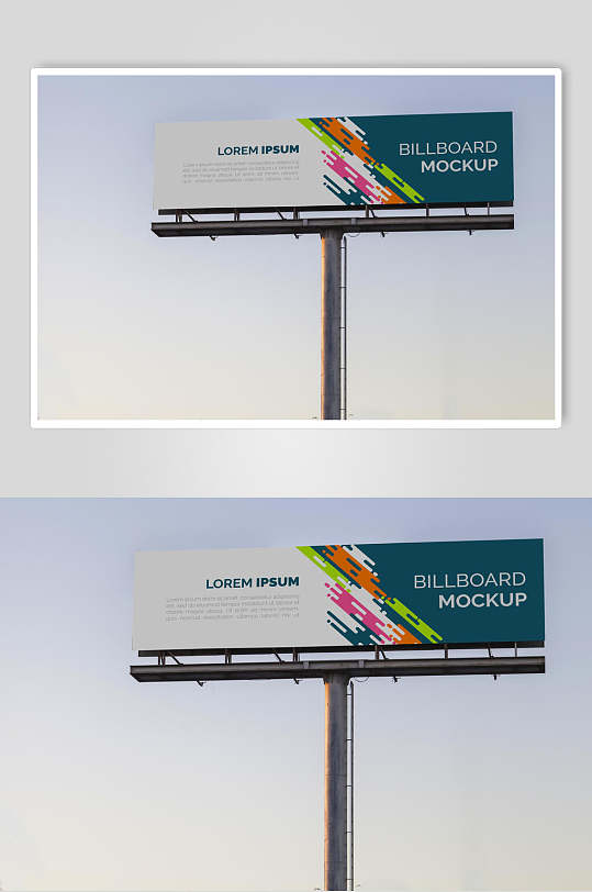 英文涂鸦蓝大型高炮广告牌样机-众图网