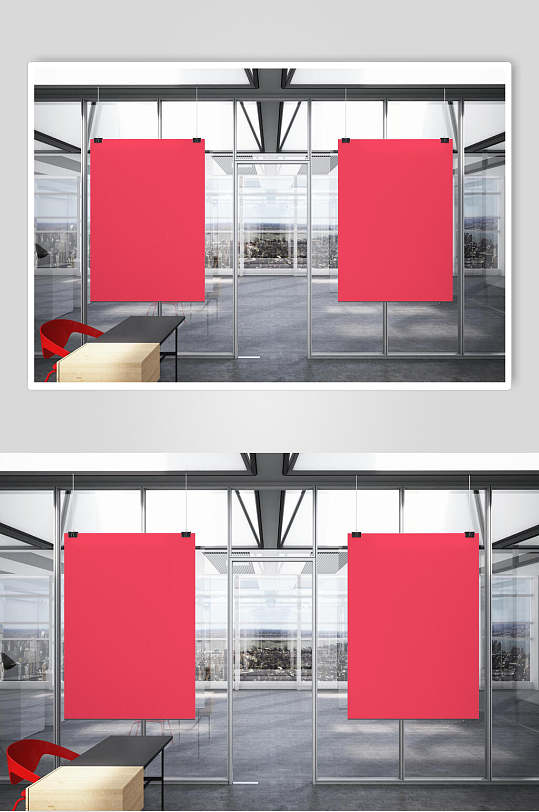 红色简约大气创意室内装饰画样机