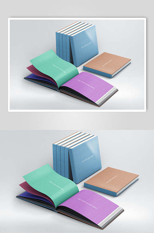 彩色书籍书本展示设计样机
