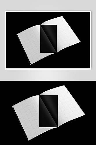 黑白线条创意大气杂志书籍封面样机