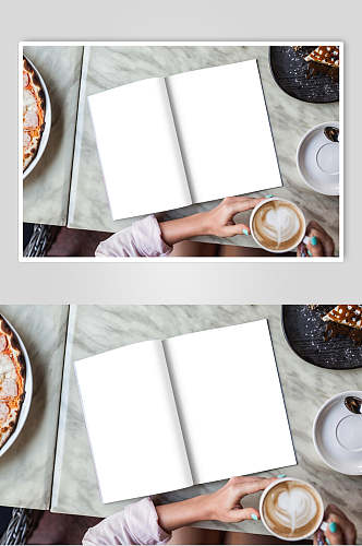 下午茶书籍装帧页面智能贴图样机