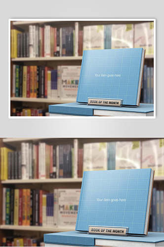 清新蓝色书籍书本展示样机效果图