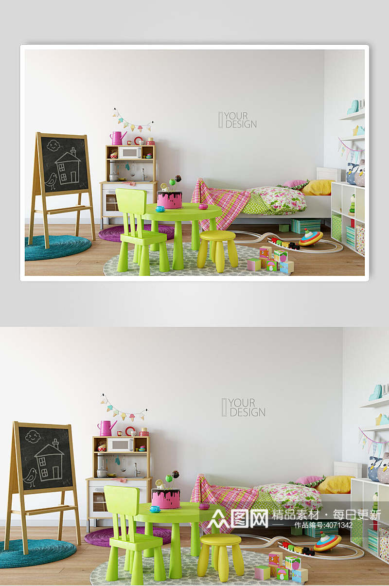 黑板欧美儿童婴儿房装饰家具摆设样机素材