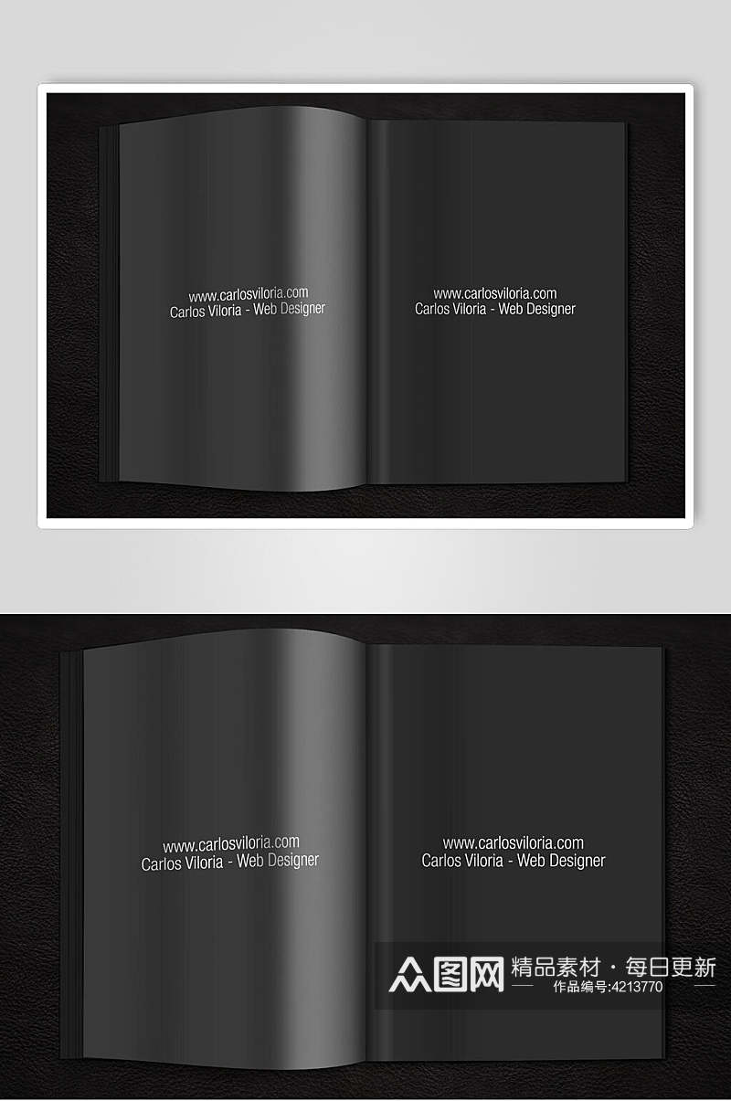 深灰色书籍装帧页面智能贴图样机效果图素材
