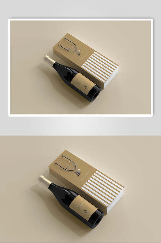 轻奢红酒瓶包装设计贴图样机