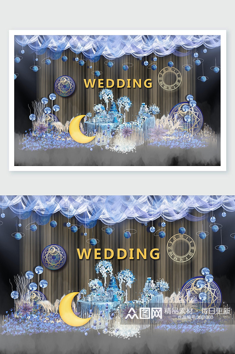 创意蓝色婚礼舞美设计素材