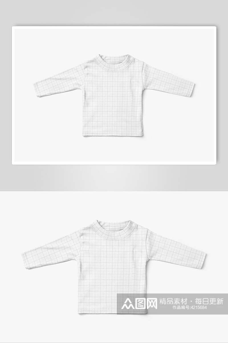 长袖线条方格白色婴儿衣服样机素材