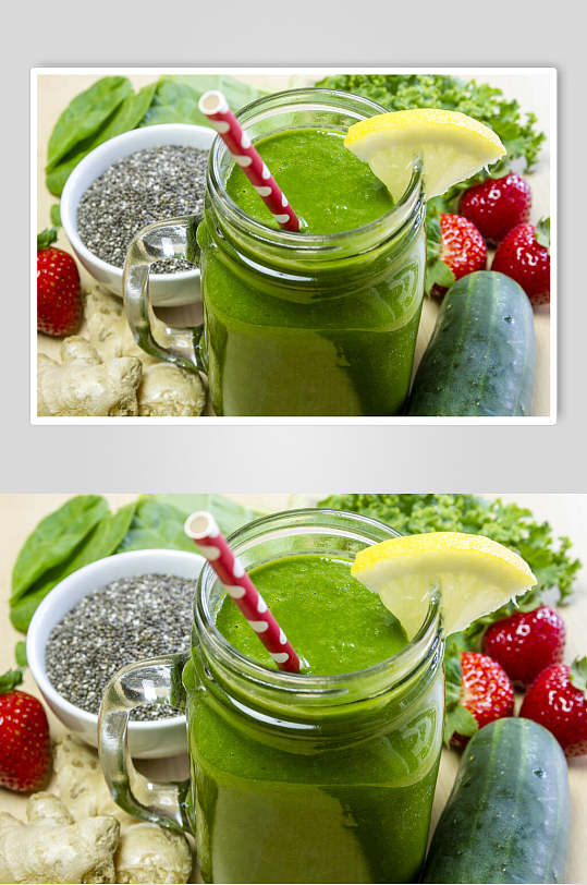 清新鲜榨水果汁摄影图片