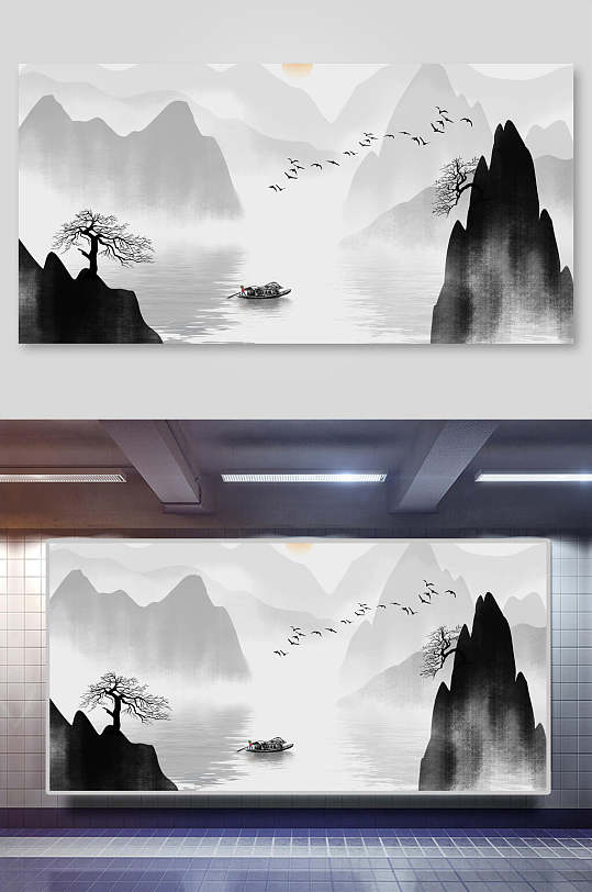 灰背景水墨图片 灰背景水墨素材下载 众图网