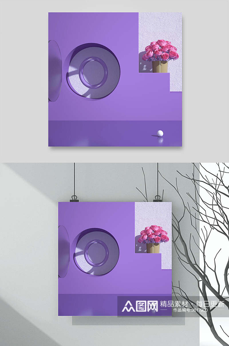 紫色圆原立体展台背景素材