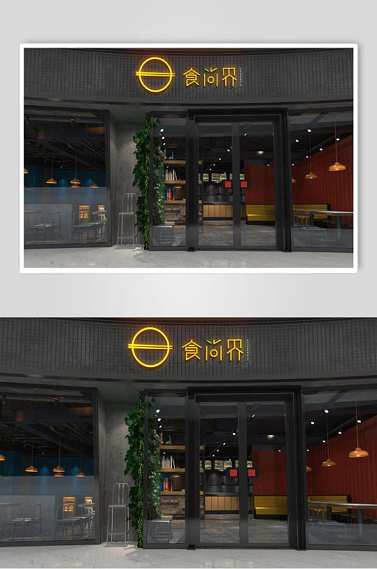 黑时尚店面门头招牌LOGO场景样机