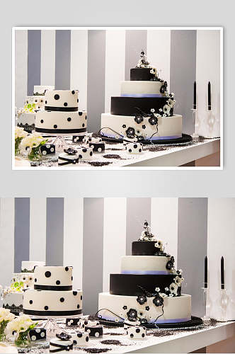 黑白色叠层蛋糕图片