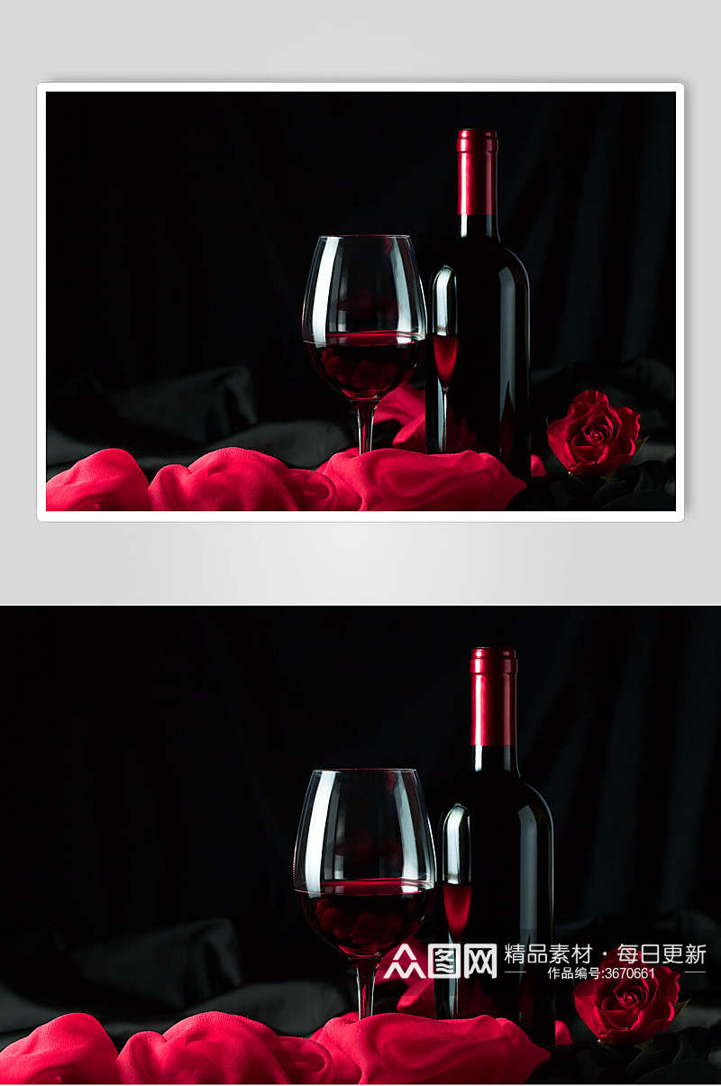 红酒玫瑰插图图片素材