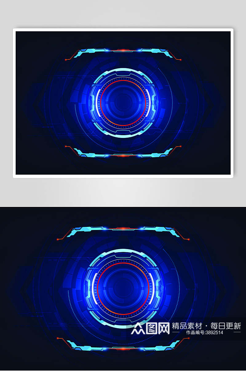圆形蓝色渐变科幻科技风光效矢量素材素材