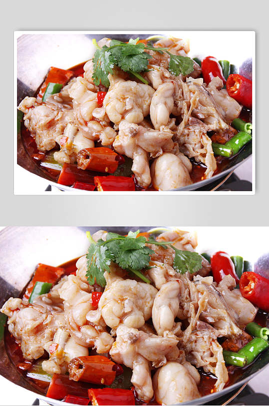 肉干锅牛蛙田鸡美食摄影图片