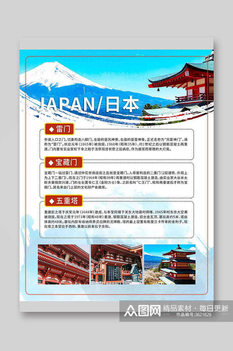 日本东京浅草寺旅游宣传单素材