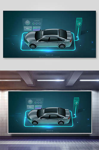 绿色新能源电动汽车充电背景