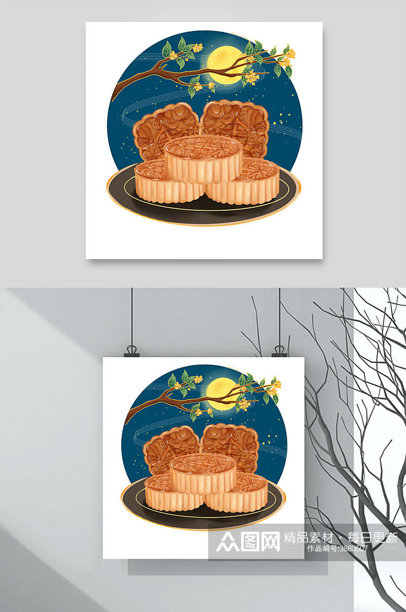 方形月饼中秋节设计素材素材
