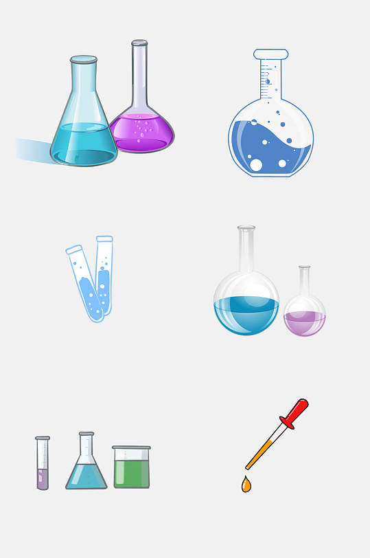 滴管卡通卡通科学化学用具免抠素材-众图网