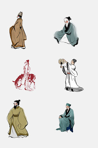 简约中国古代诗人人物免抠设计素材