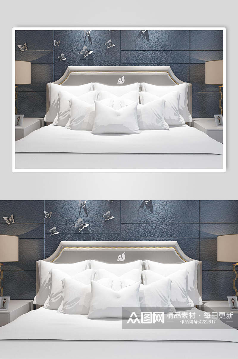 枕头高端清新酒店床上用品被套样机素材
