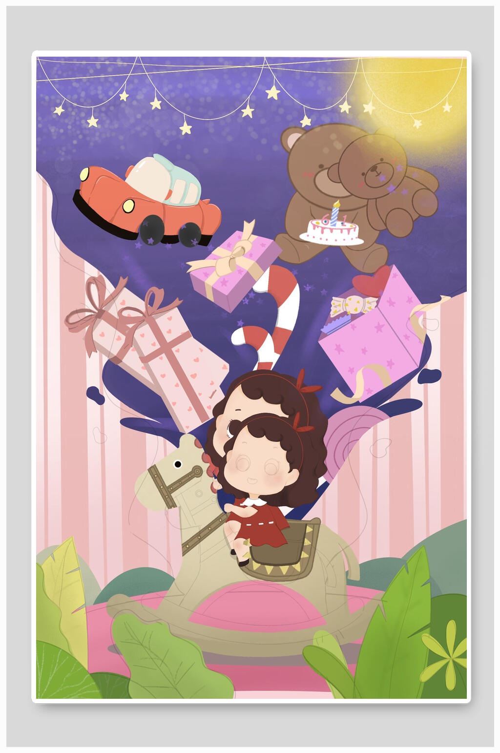 简约清新六一儿童节插画素材素材