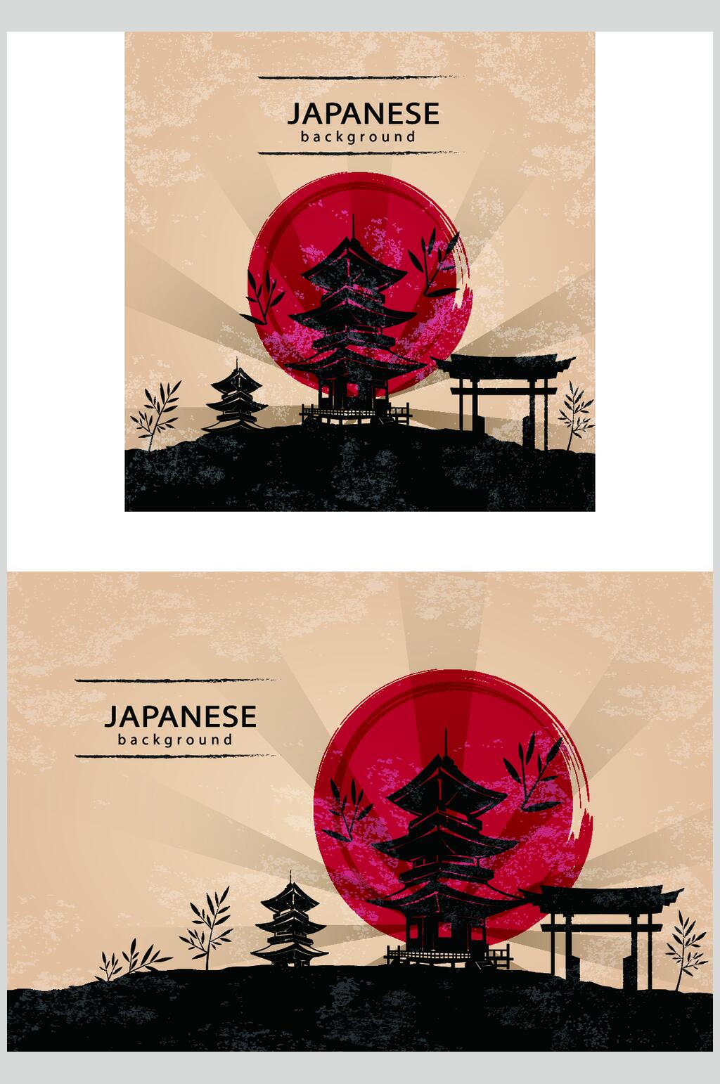 日本樱花景点矢量插画设计素材素材